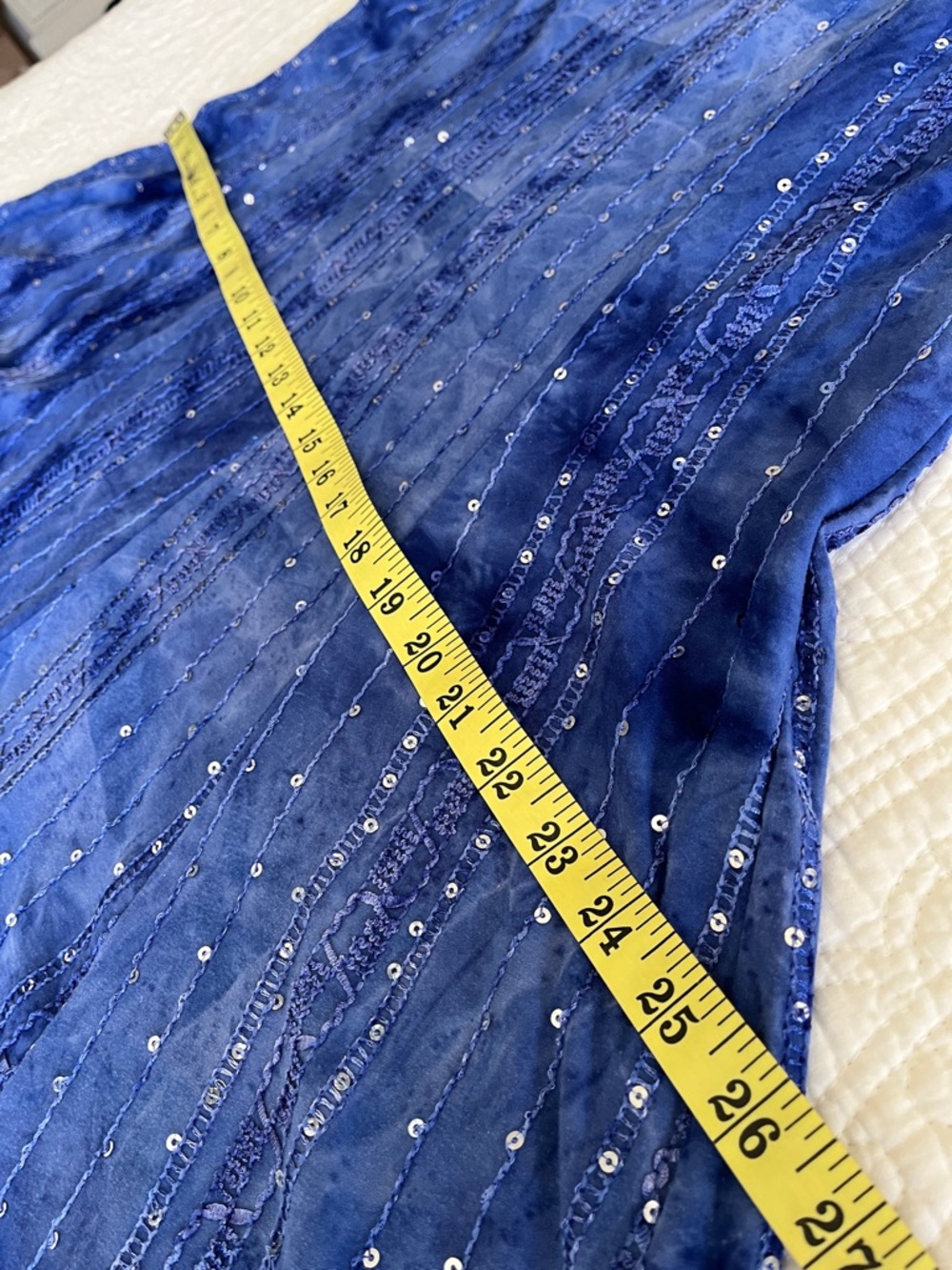 Sequin Embellished Scoop Neck Midi Dress Blue Fit Flare Women's 2X Fairy Date - Picture 9 of 14